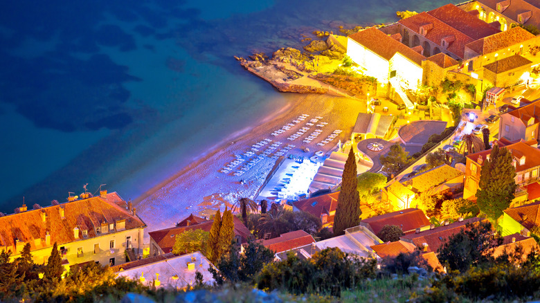 Banje Beach at night, Dubrovnik