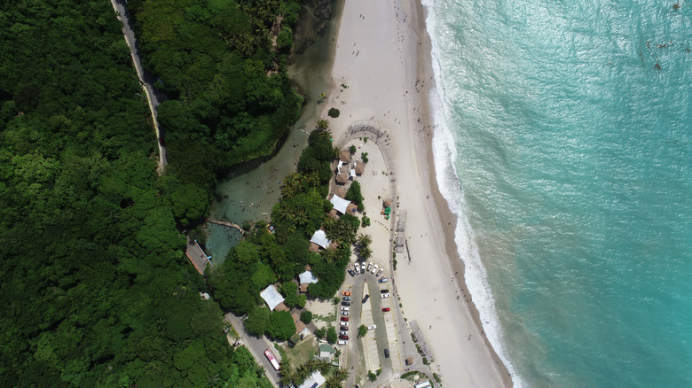 An aerial shot of Los Patos Beach