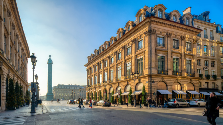 Parisian buildings with a view of Place Vendome.