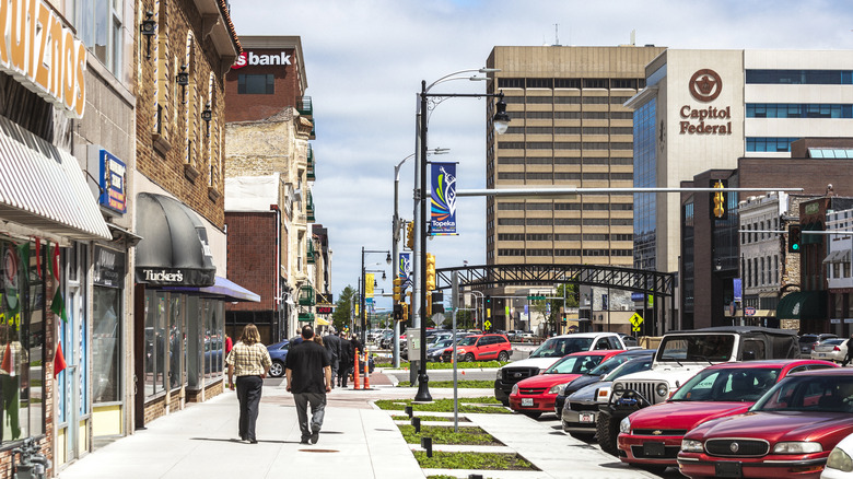 People walking in Downtown Topeka, Kansas