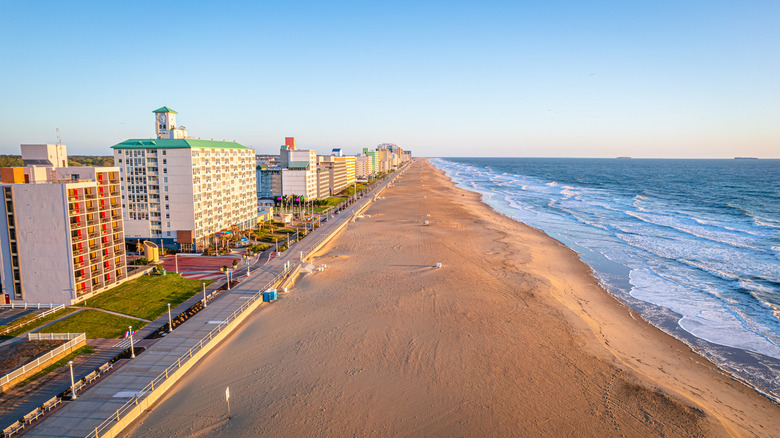 An aerial view of the Virginia Beach coastline