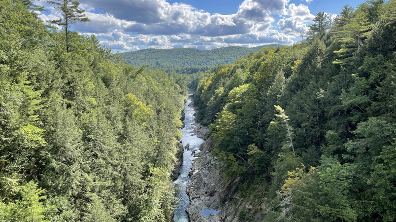 View of the Quechee River Gorge in Vermont on a sunny day