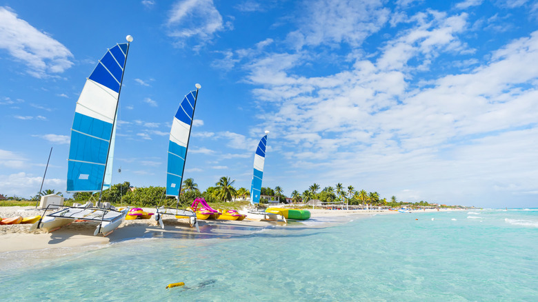 Catamarans on the beach in Varadero, Cuba