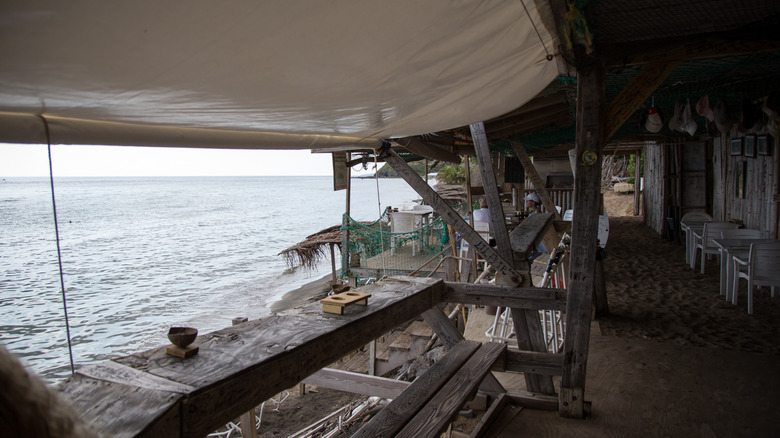 Shipwreck Beach Bar on South Friars Bay, St. Kitts in the Caribbean