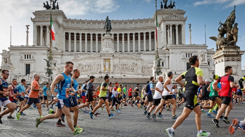 The Rome Marathon runs by The Vittoriano, a national monument