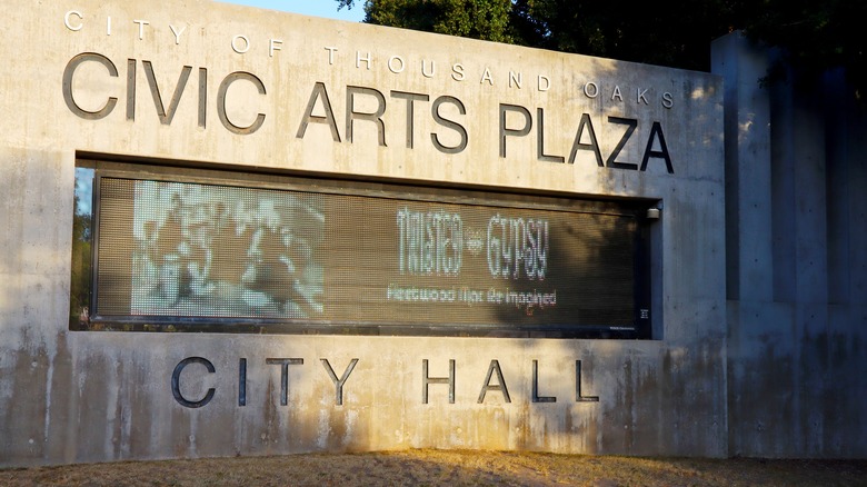 The sign outside the Civic Arts Plaza in Thousand Oaks