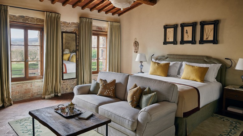 A suite at Castello di Casole, a Belmond Hotel