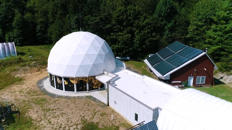 White-domed planetarium at Mayland Earth to Sky Park, North Carolina