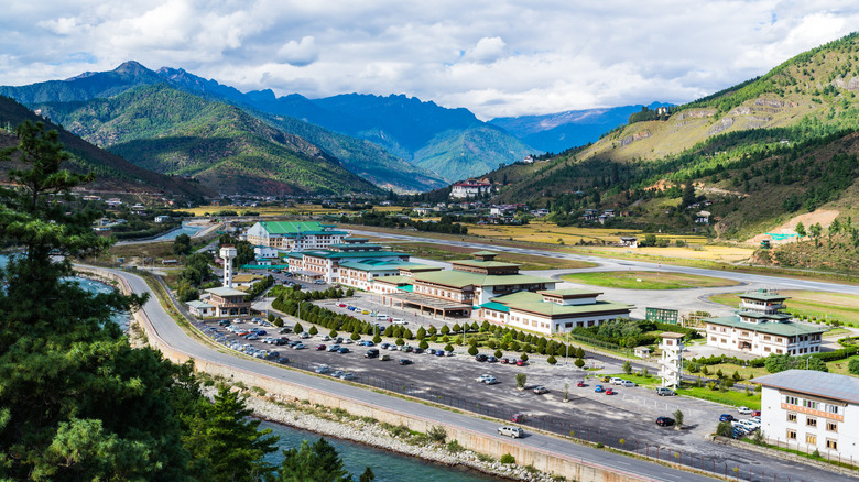 Paro International Airport from above