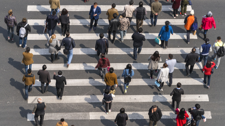 Pedestrians on a crosswalk