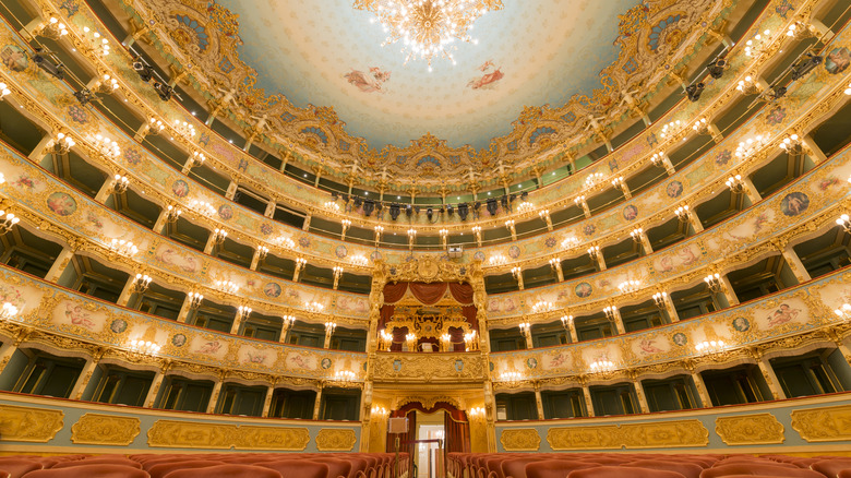 Gilded theater interior in La Fenice