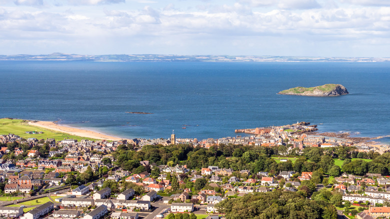 North Berwick and Firth of Forth estuary on sunny day