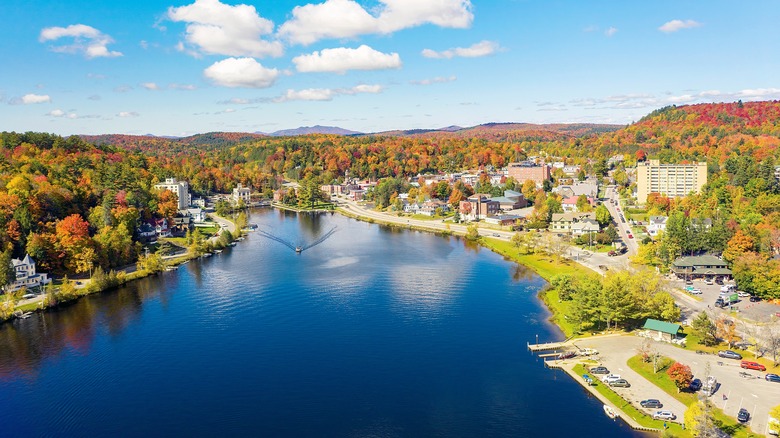 Saranac Lake view with trees