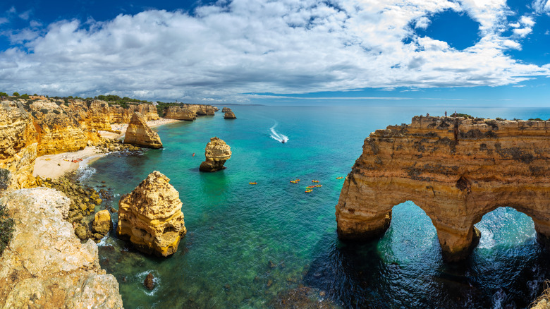 Panoramic views of Praia da Marinha in Algarve, Portugal.