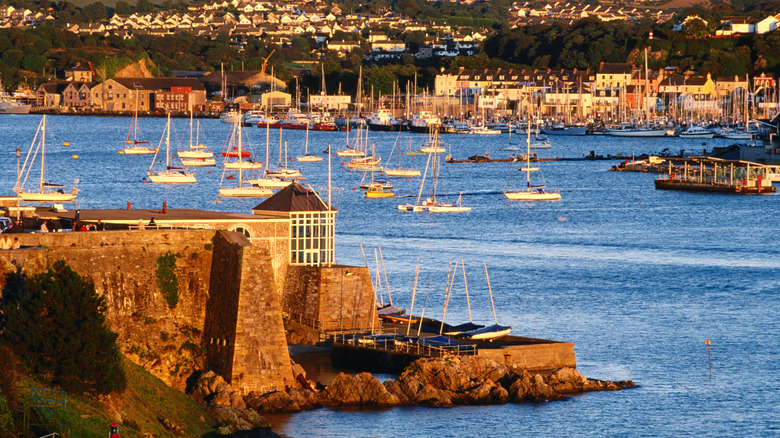 Mouth of the harbour in Plymouth, UK