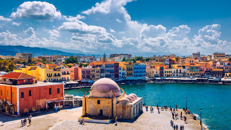 Küçük Hasan Pasha Mosque in Chania harbor, Crete, Greece