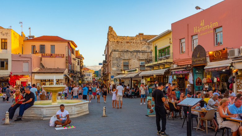 A tourist street in old town Chania