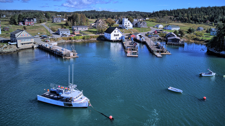 Boats off the coast of Cutler Harbor, Maine