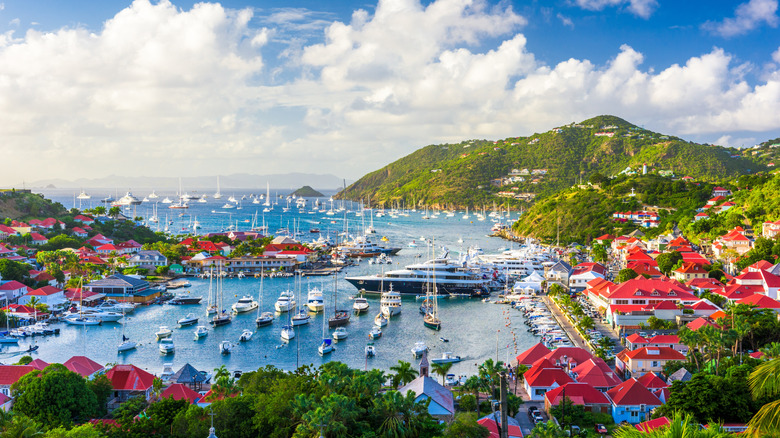 Gustavia, St. Barts' town skyline at the harbor