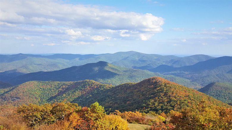 Rolling hills and mountains of North Georgia in fall