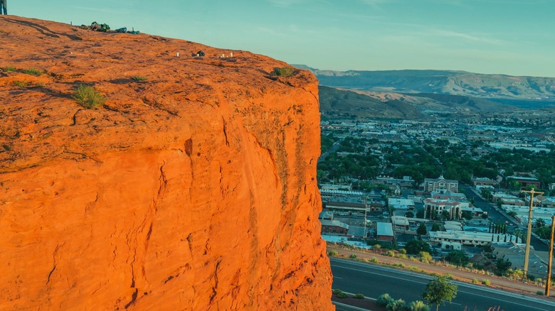 The edge of Dixie cliff overlooking the city of St. George in Utah