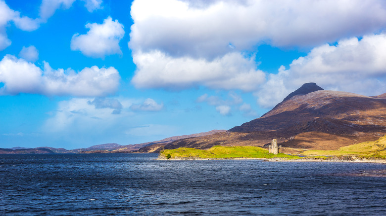 The ruins of Ardvreck Castle on Loch Assynt, near Inchnadamph on the Cape Wrath Trail