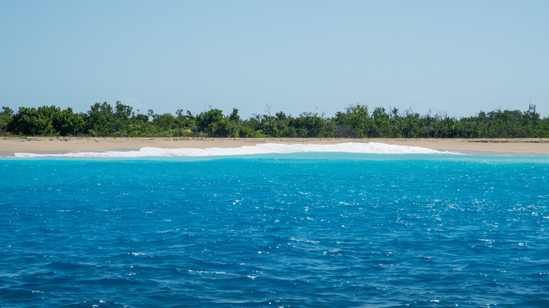 View from the water of Sandy Point National Wildlife Refuge in St. Croix