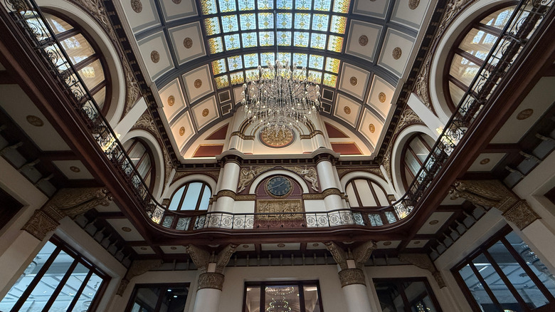 Stunning lobby ceiling of The Union Station, Nashville