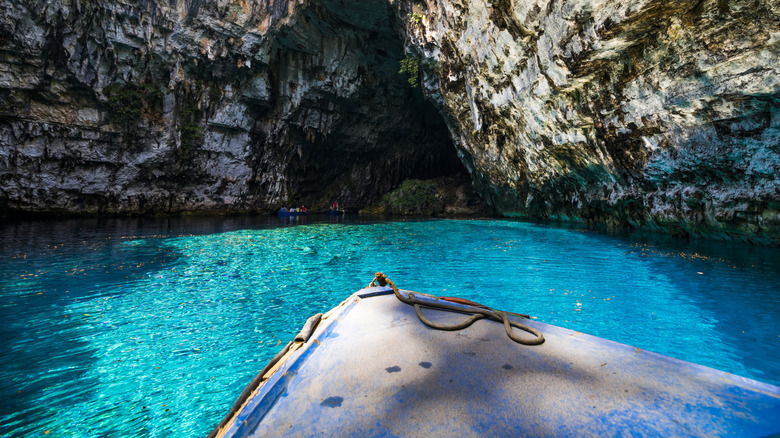 Melissani Cave and Melissani Lake, located on the island of Kefalonia, northwest of Sami