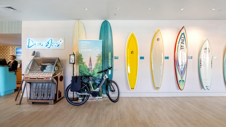 O'Neill surfboards in the Dream Inn lobby