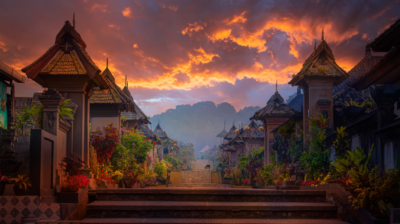 The Balinese village of Penglipuran at sunset