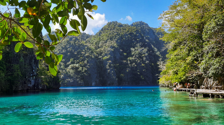Lakeside view from the shore of Kayangan