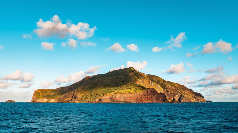 Landscape shot of Pitcairn Island in the South Pacific Ocean