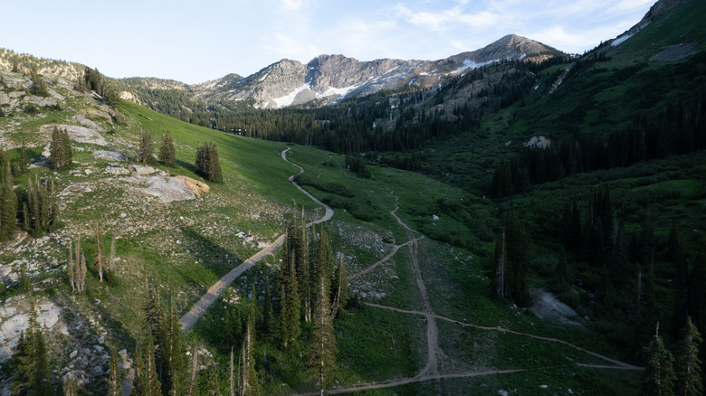 Uinta Mountain Range in Utah surrounded by snowy mountains