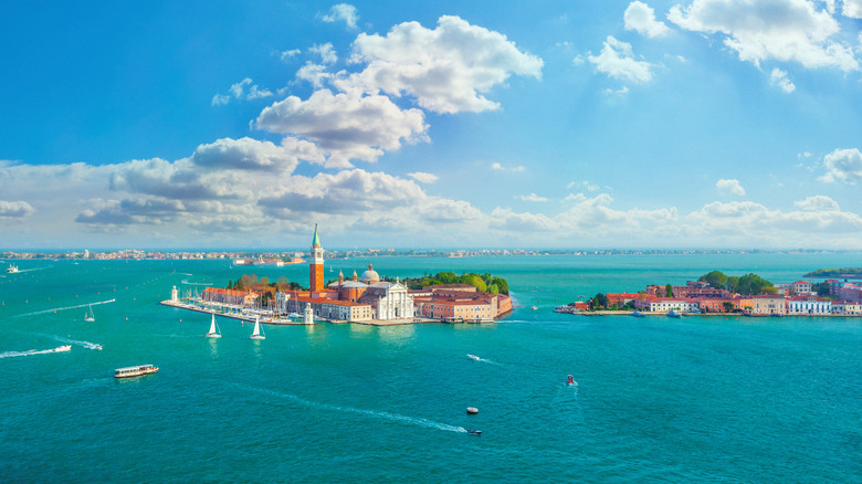A panoramic view of the Venetian lagoon and its islands