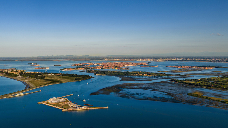 Aerial panorama of the Venetian lagoon