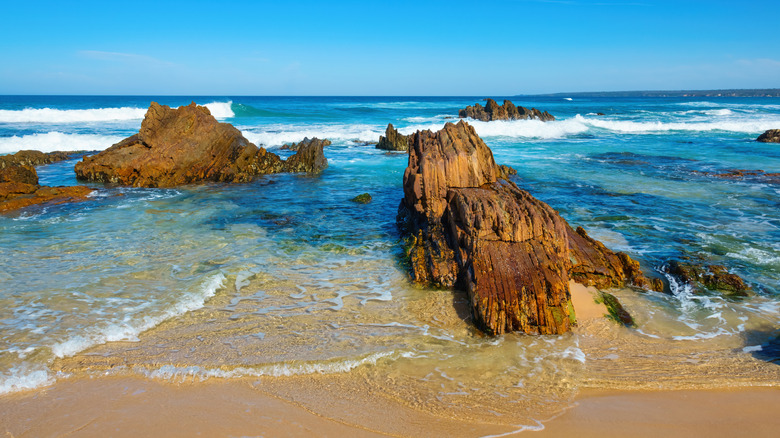 Rocks and waves at Malacoota Beach, Victoria