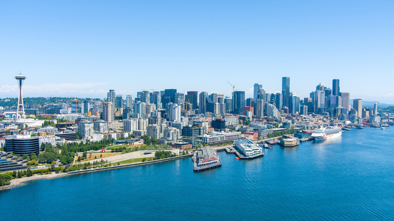 Seattle skyline view on summer day.