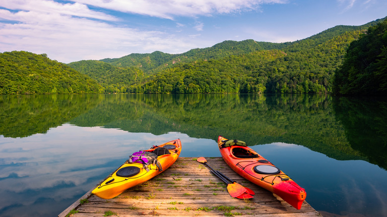 Kayaks at a dock in Kentucky