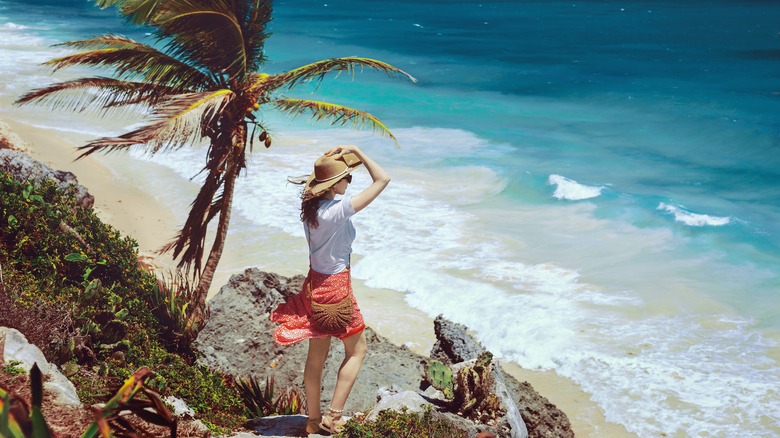 Woman packing for a vacation