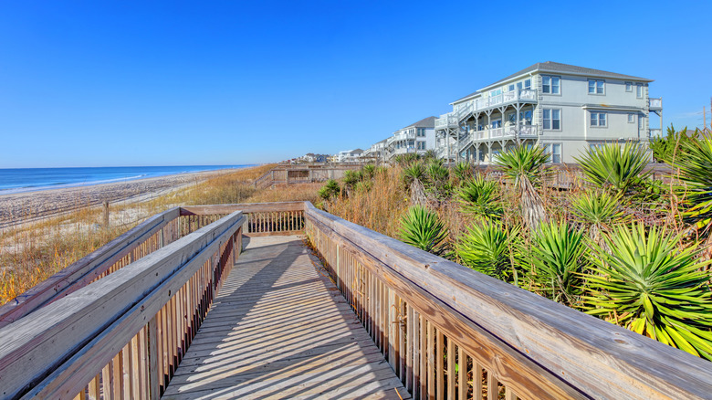 Wooden beach walkway in Emerald Isle, NC