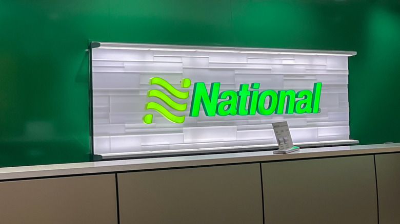 National Car Rentals counter at airport
