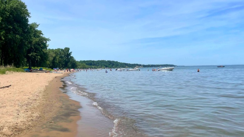 sandy beach and Lake Erie, Turkey Point, Ontario, Canada