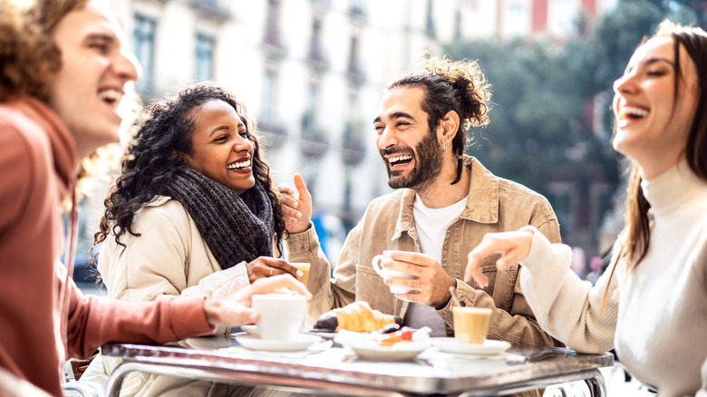 People having a meal in Europe