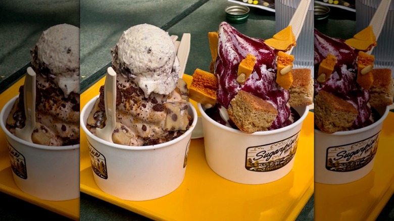 Two ice cream sundaes