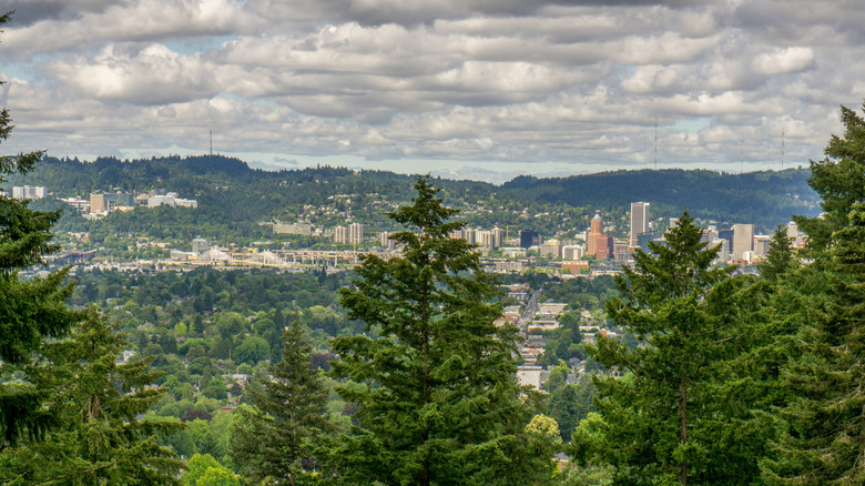 view of Portland from atop Mt. Tabor