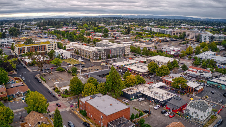 Aerial view of Beaverton's downtown district