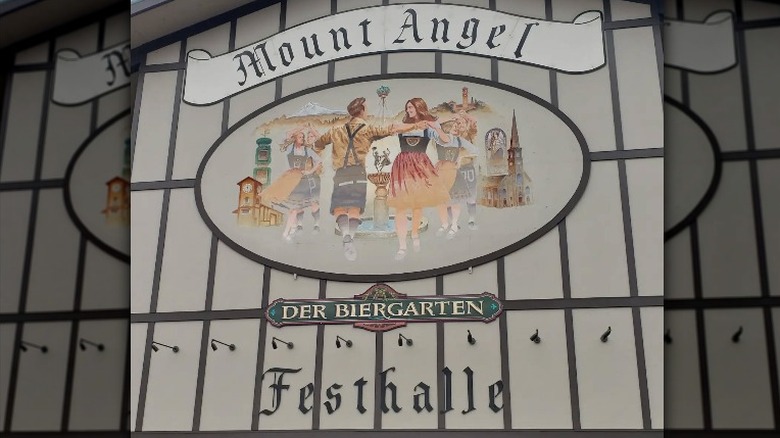 sign for a beer hall at Mt. Angel Oktoberfest