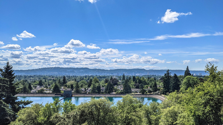 A view from Mount Tabor Park in Portland, Oregon, on a sunny day