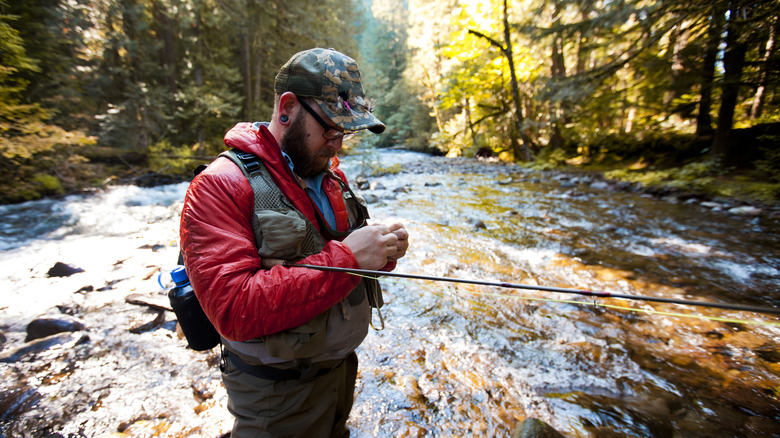 Fisherman on the Clackamas River in Estacada Oregon